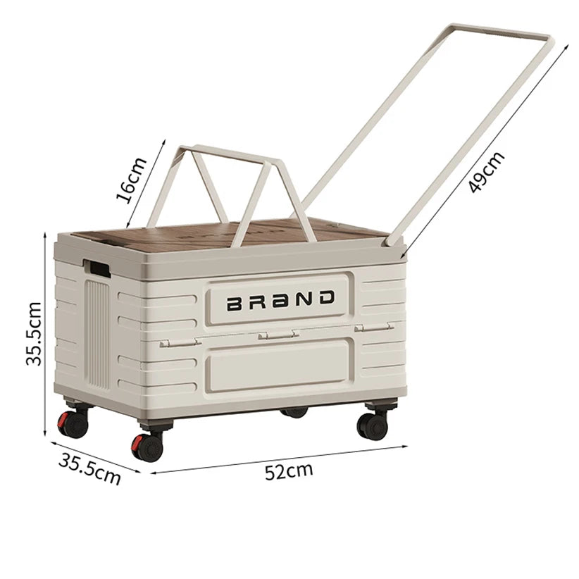Foldable Rotating Storage Cart With Silent Locking Wheels For Camping