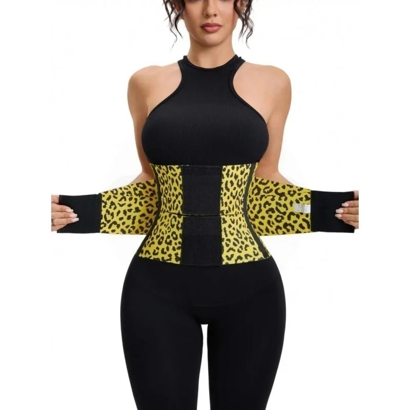 Leopard Print Women's Waist Trainer With Double Compression Tummy Control