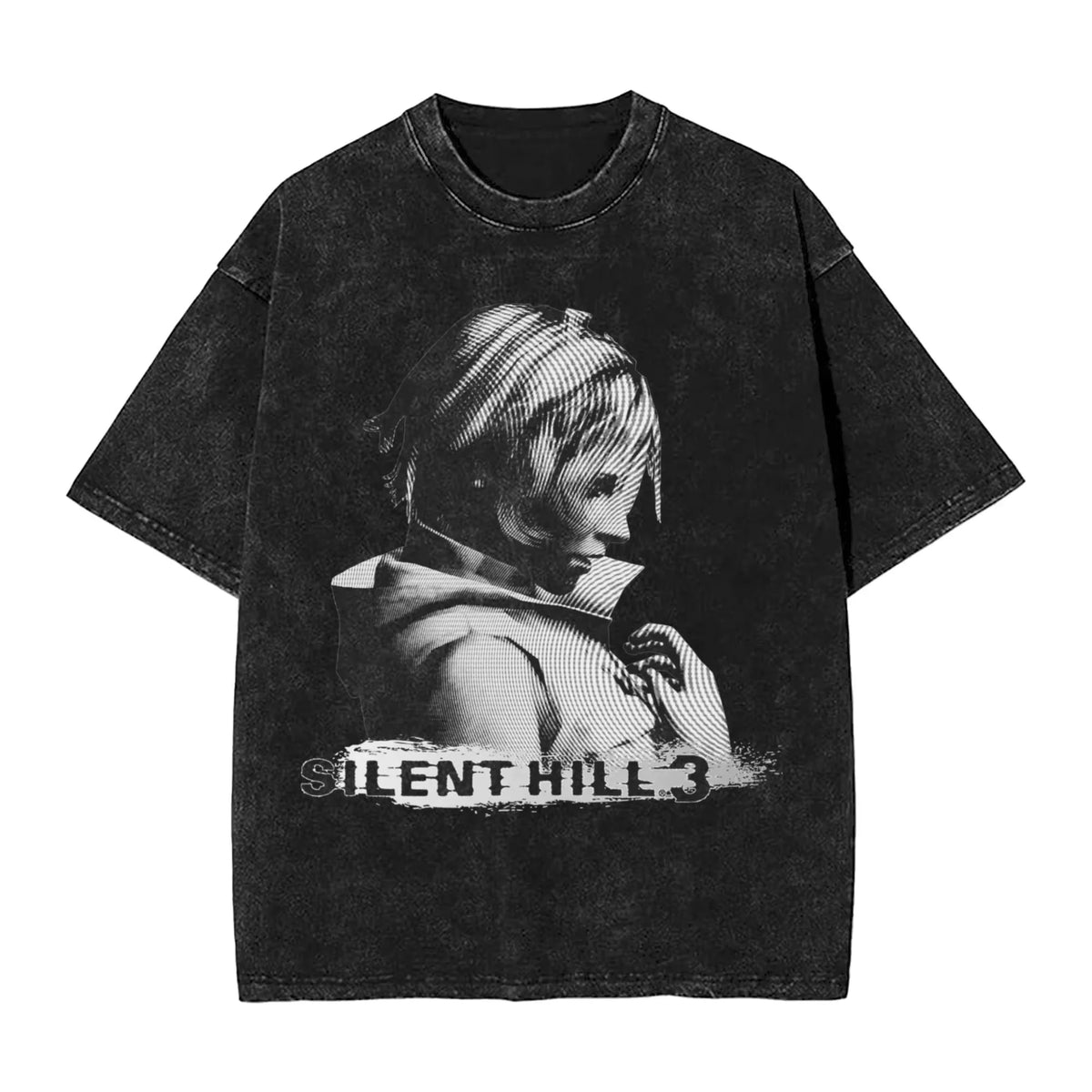 Washed T Shirts Horror Silent Hill Heavens Night Hip Hop T-Shirt Street Streetwear Short Sleeve Printed Tops Tees Men Women