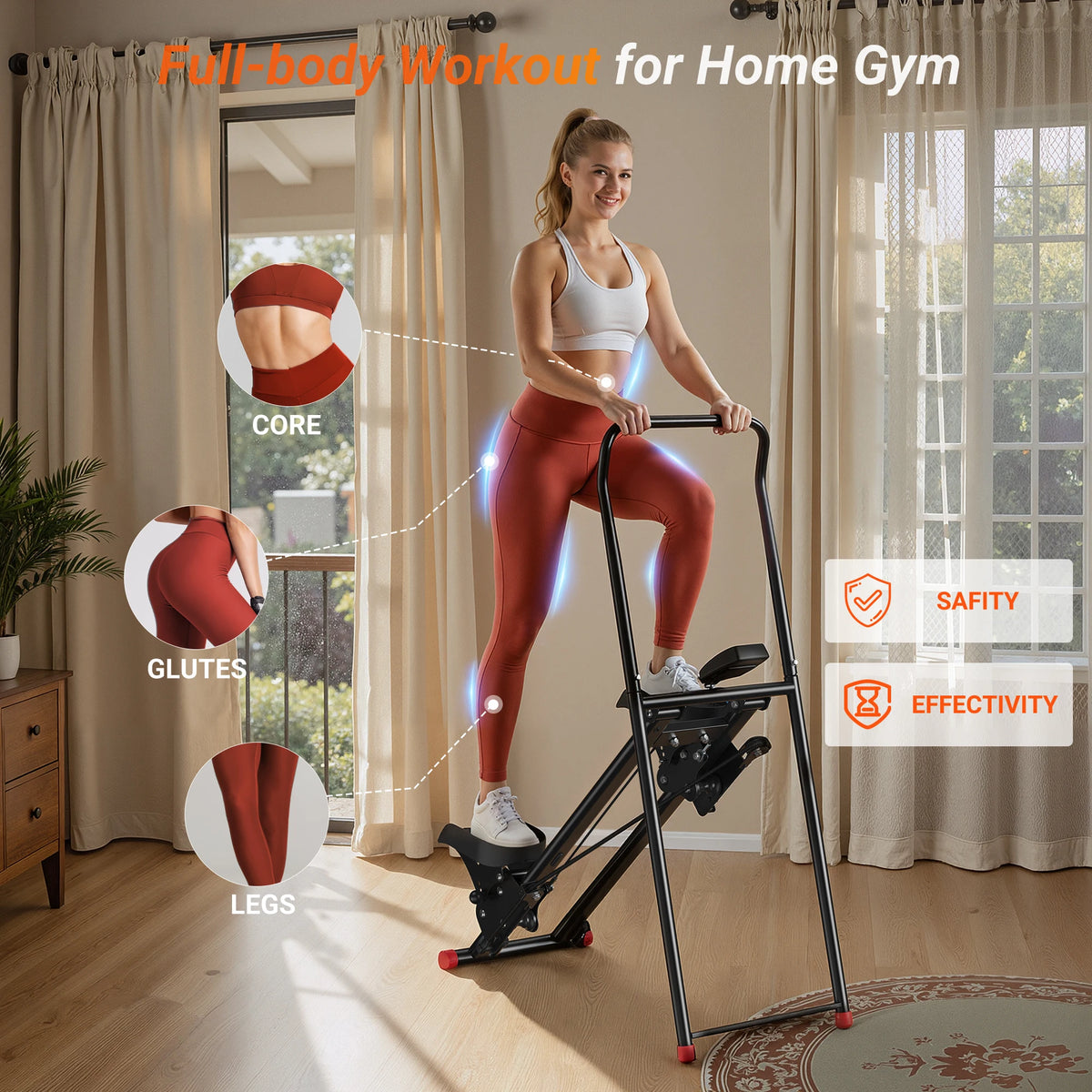 MERACH Adjustable Foldable Stair Stepper With LCD Monitor And Resistance