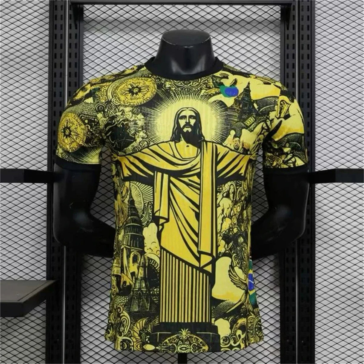 Brazil Jesus Football Training Jersey Quick Dry Polyester Top
