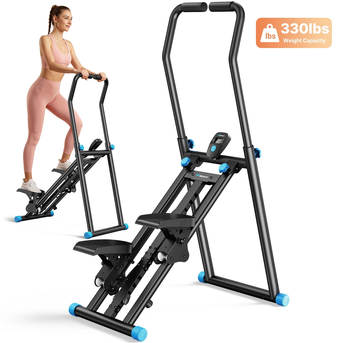 Merach Foldable Stair Stepper With Adjustable Silent Home Fitness Exerciser
