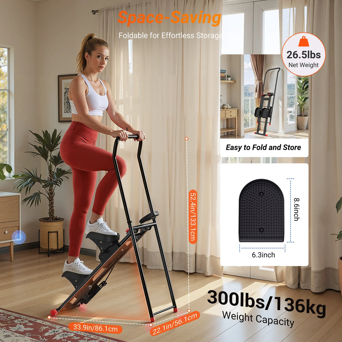 MERACH Adjustable Foldable Stair Stepper With LCD Monitor And Resistance