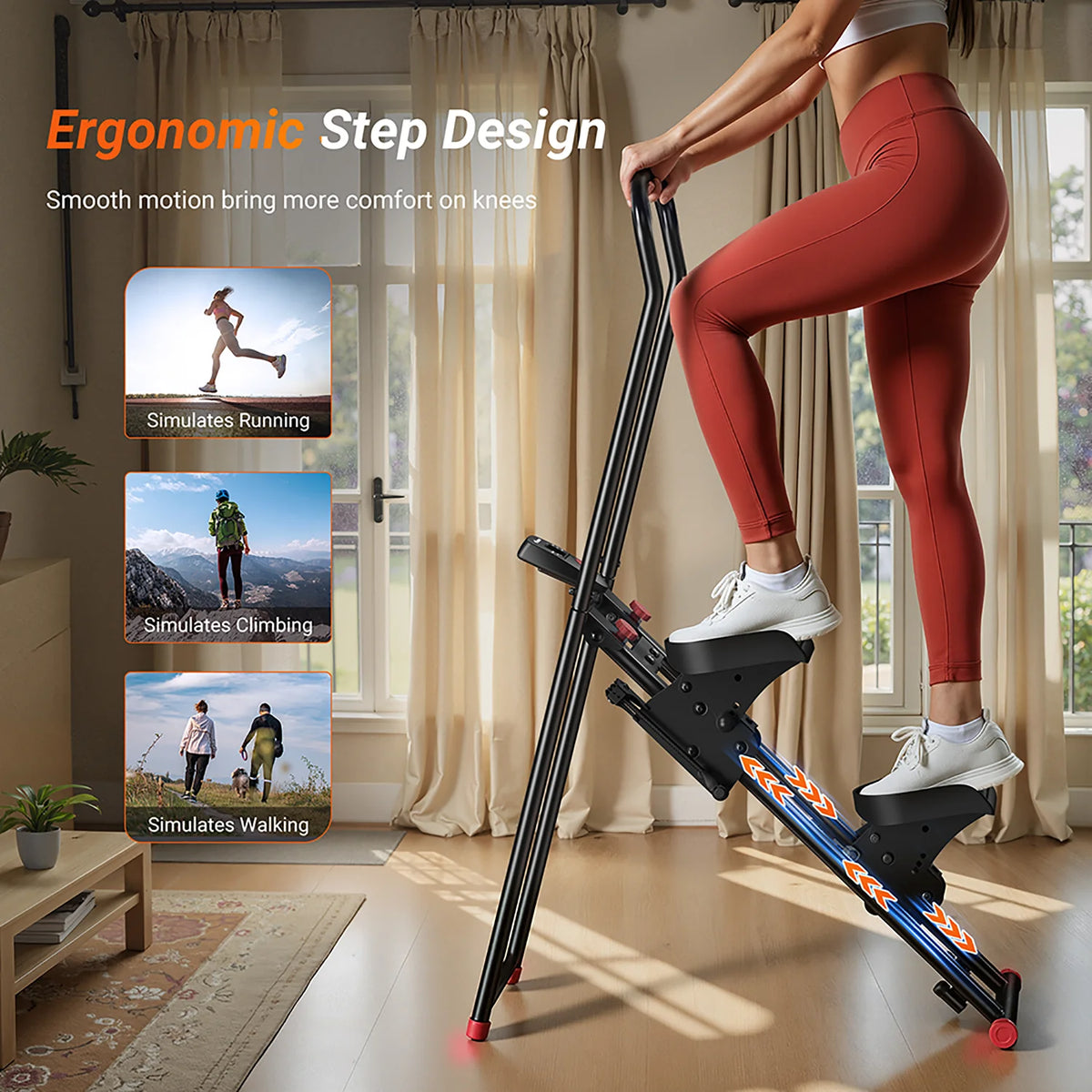 MERACH Adjustable Foldable Stair Stepper With LCD Monitor And Resistance