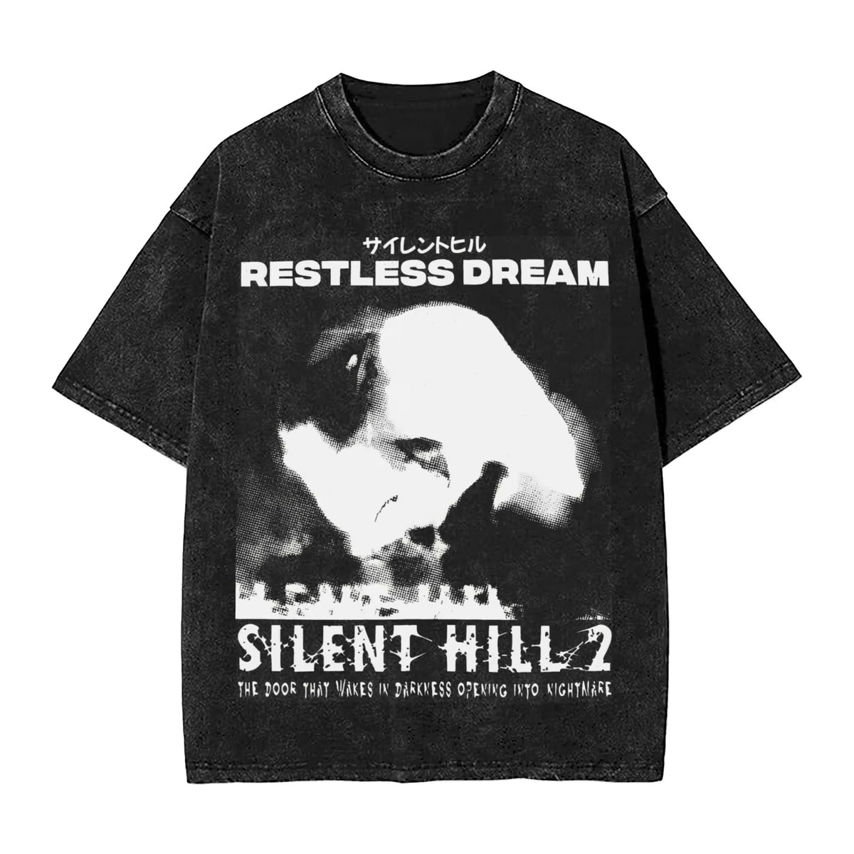 Washed T Shirts Horror Silent Hill Heavens Night Hip Hop T-Shirt Street Streetwear Short Sleeve Printed Tops Tees Men Women