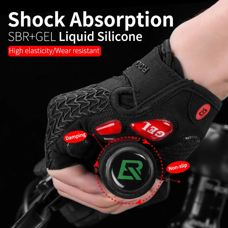 ROCKBROS Half Finger Cycling Gloves With Gel Padding And Grip
