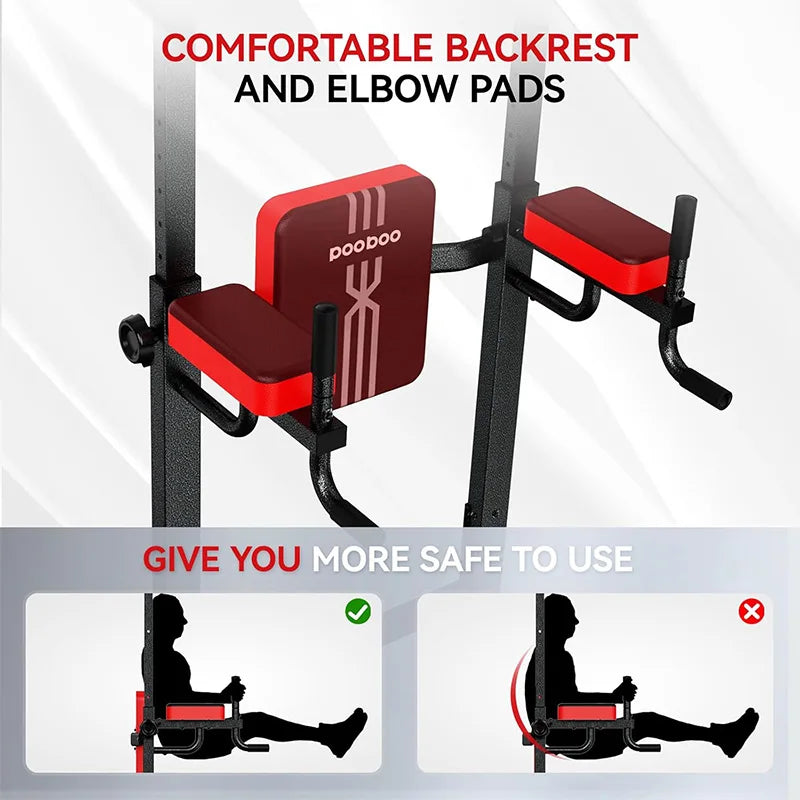 Pooboo Adjustable Power Tower Pull Up Bar for Strength Training