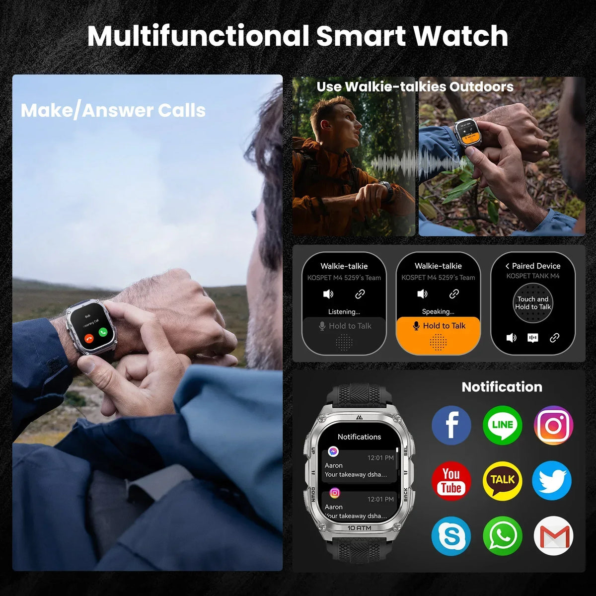 Kospet Tank M4 Smart Watch Gps Navigation Health Monitor