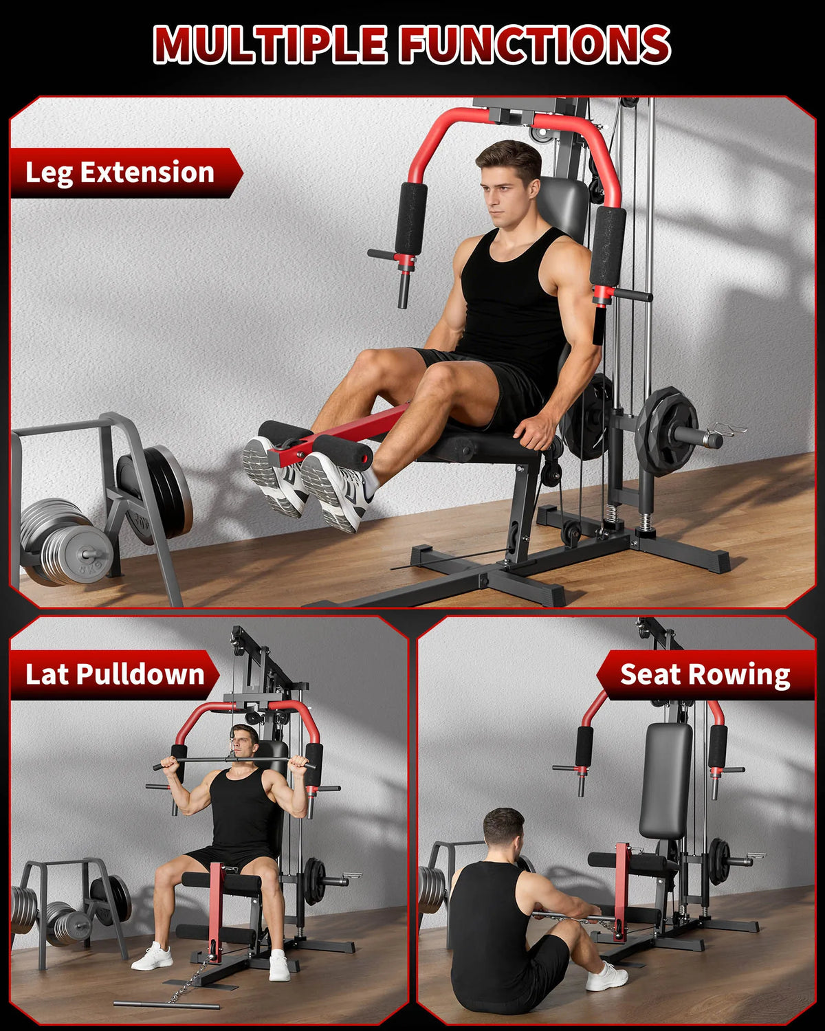 HiMISS 5-In-1 Home Gym Lat Pulldown Chest Press Exercise Machine
