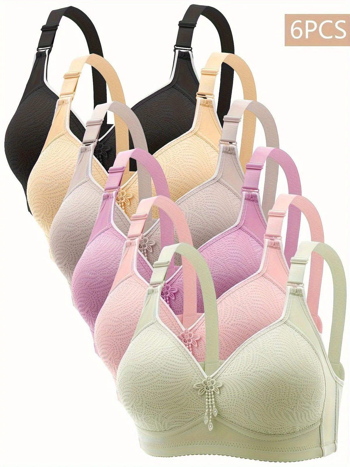 Womens Lace No Underwire Padded Bras With Adjustable Straps