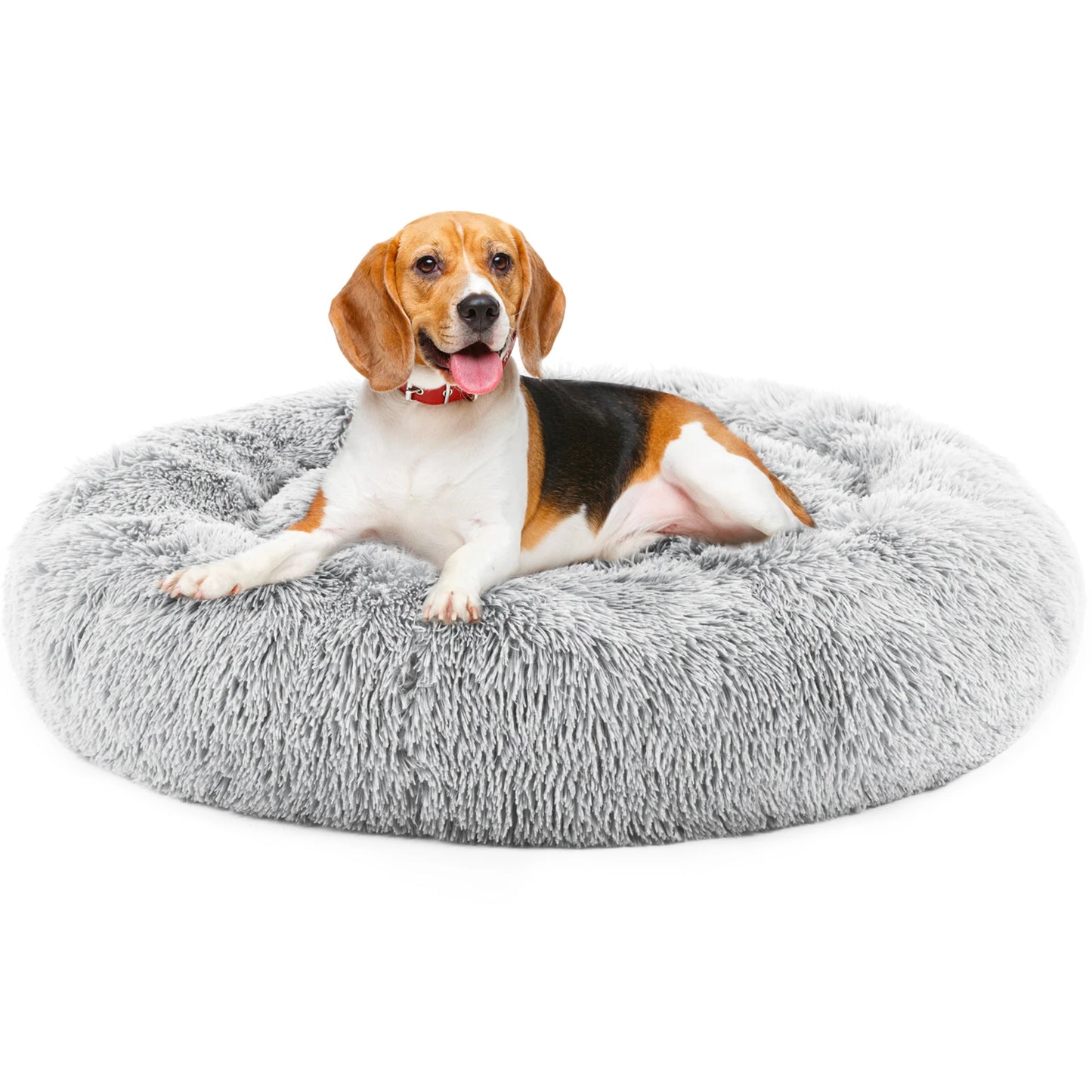 JHK Calming Round Dog Bed With Plush Washable Fleece Cover