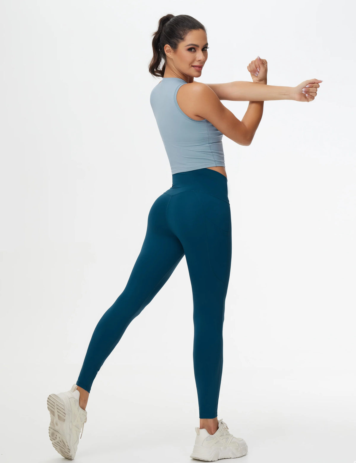 The Gym People Women Cross Waist Tummy Control Yoga Leggings