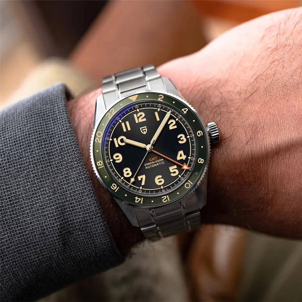 PAGANI DESIGN Mens GMT Automatic Mechanical Sapphire Crystal Watch
