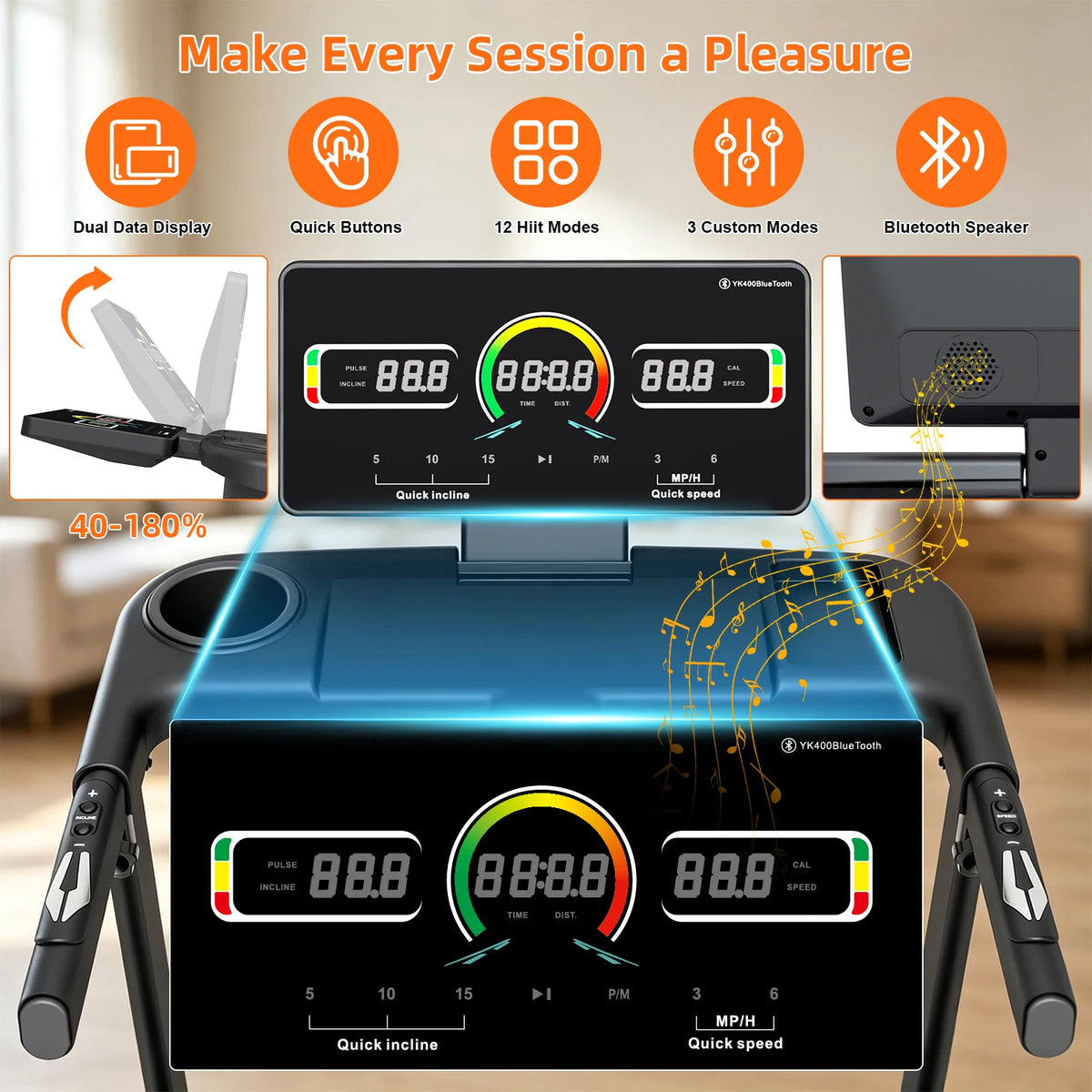 Folding Treadmill With Auto Incline Quiet Motor For Home Fitness
