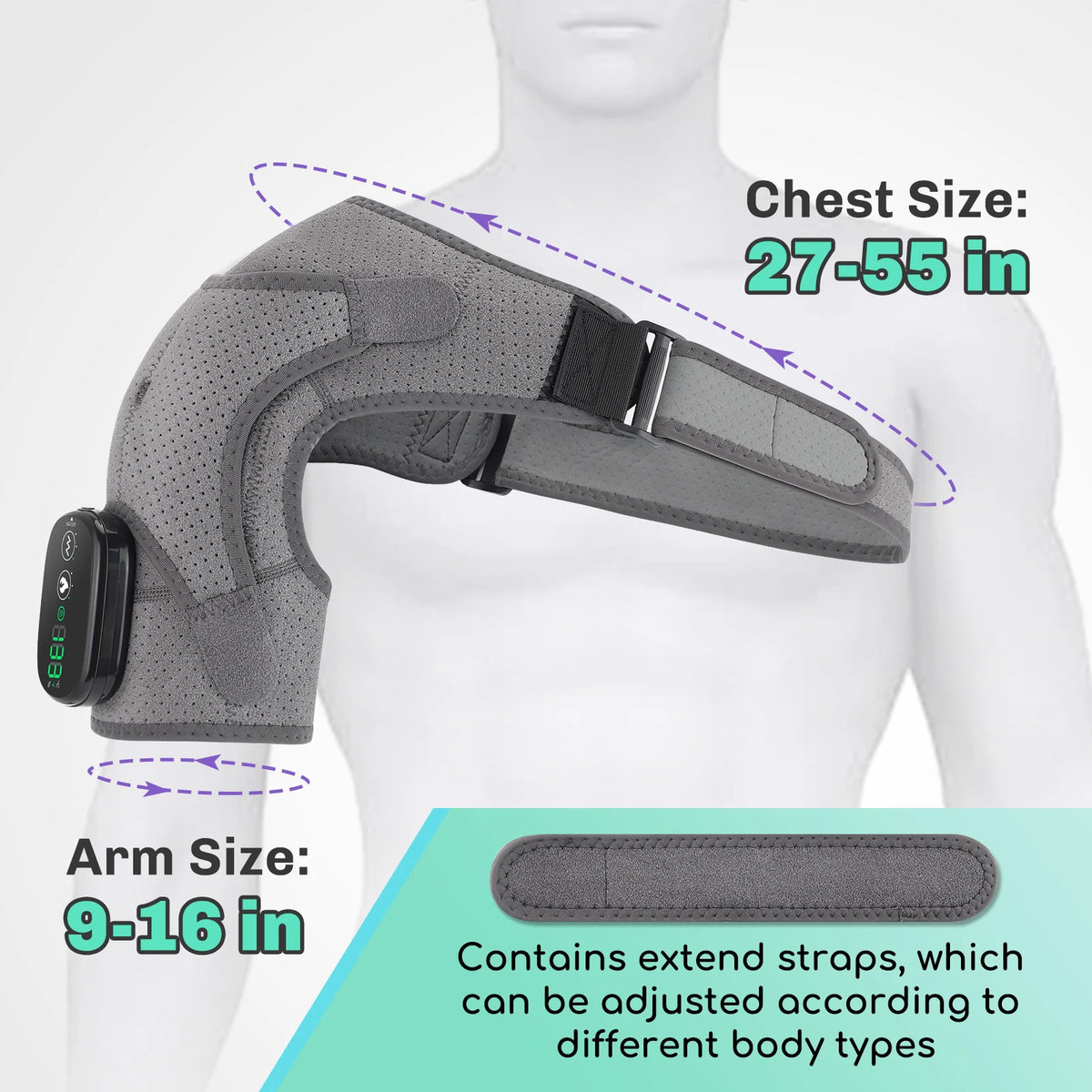 Hailicare Adjustable Heated Vibration Shoulder Brace Support
