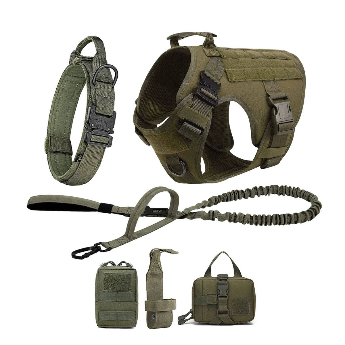 Tactical Padded Dog Harness With Molle Pouches And Quick Buckle