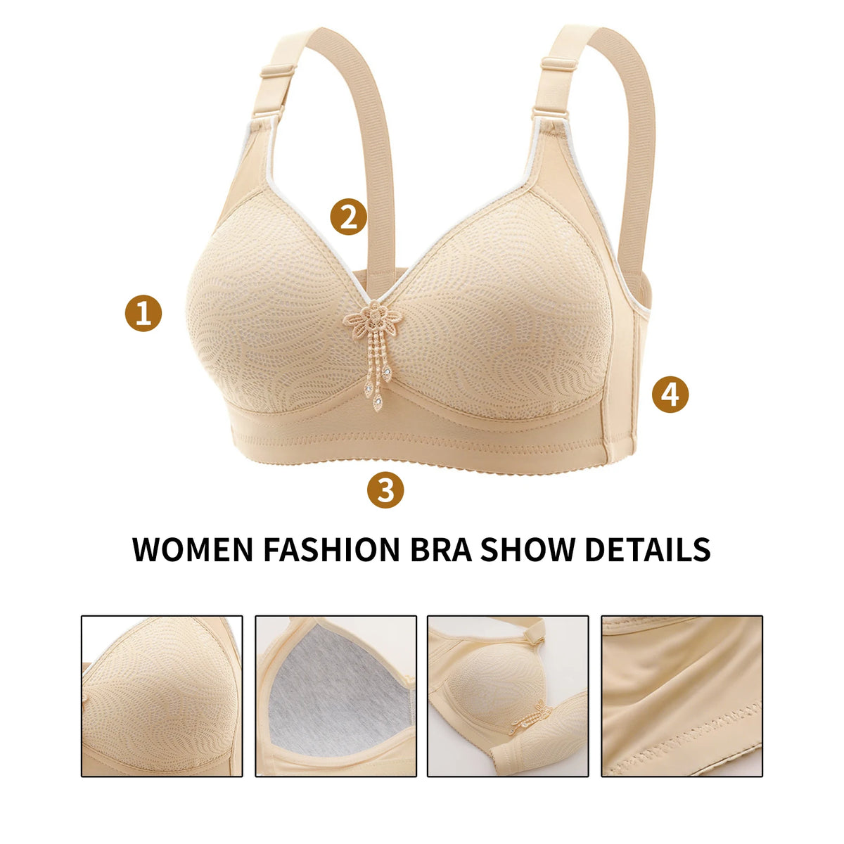 Women Seamless Tassel Wireless Push Up Bra With Adjustable Straps