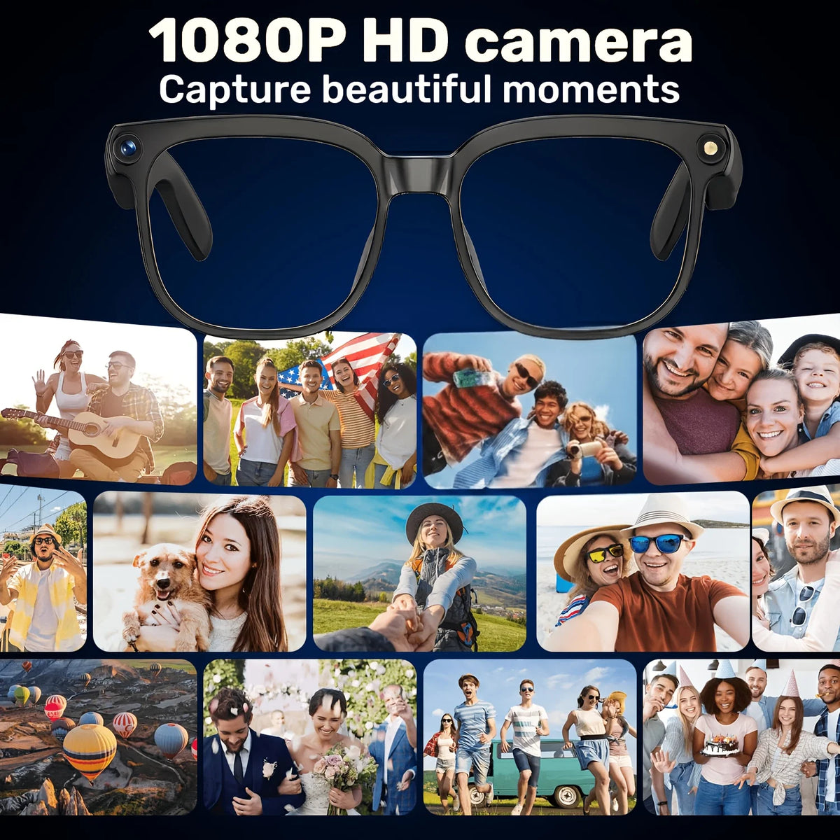 Smart Camera Glasses With HD Video, Translation And Bluetooth Audio