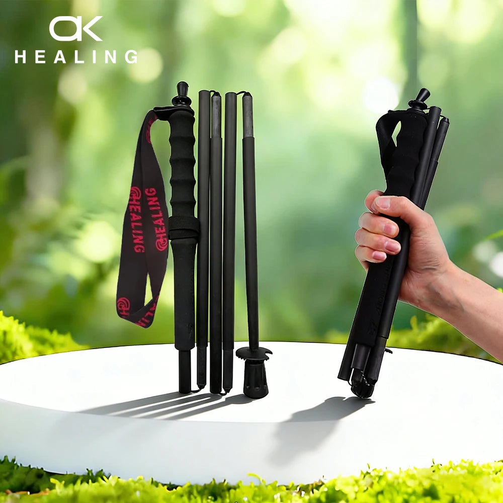 OKHEALING Carbon Fiber Foldable Trekking Poles For Hiking and Travel