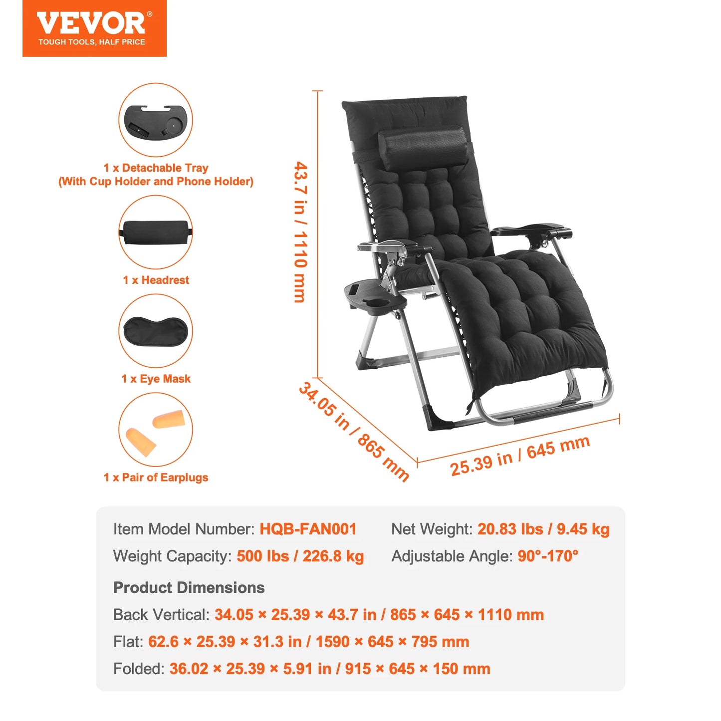 SucceBuy Zero Gravity Adjustable Recliner Lounge Chair With Cup Holder