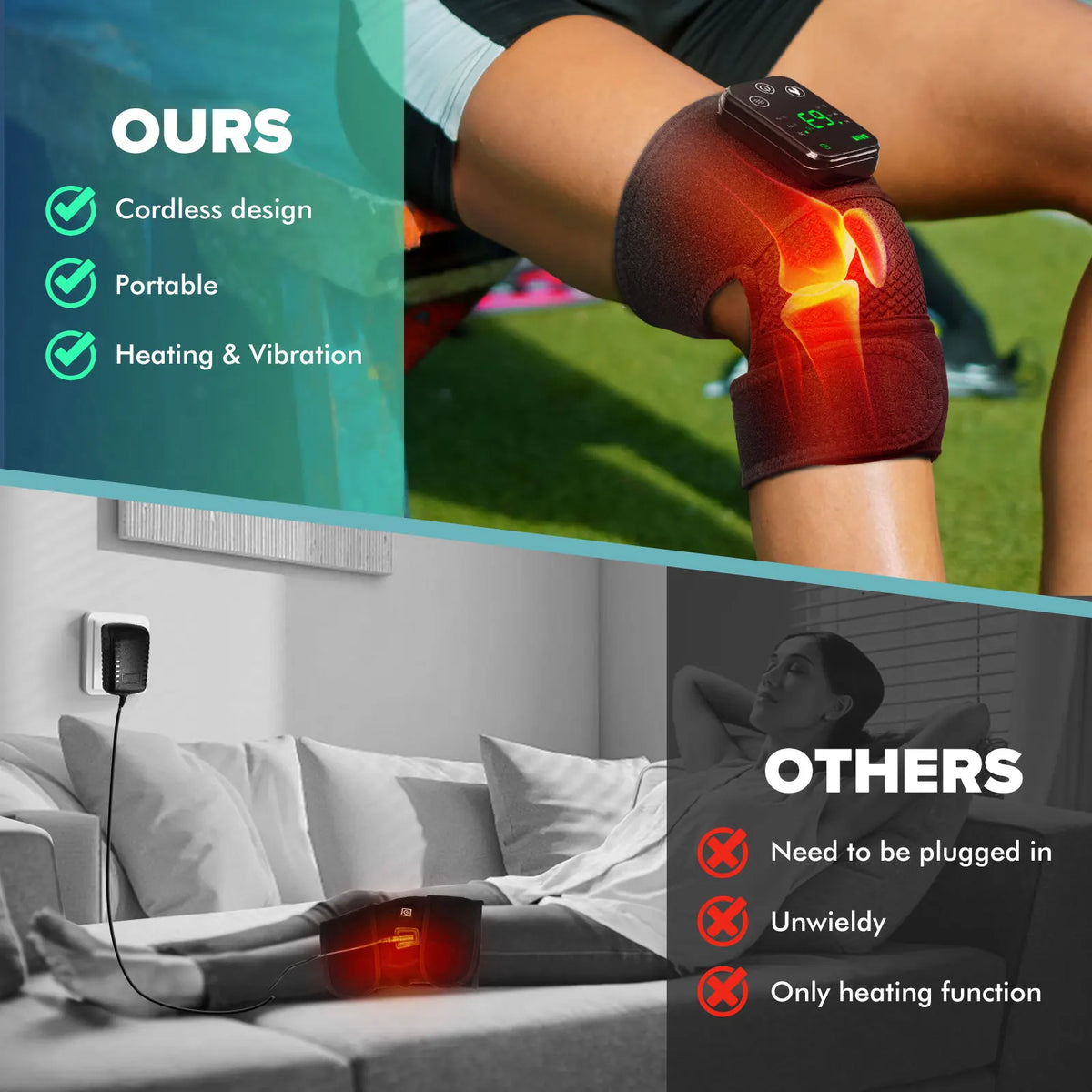 Hailicare Knee Heating Massager Electric Vibration Shoulder Elbow Joint Pads