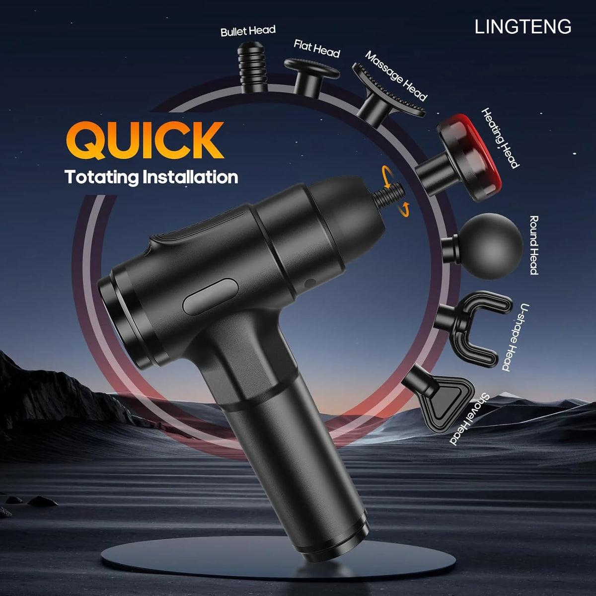 Lingteng Heating Percussion Massage Gun For Deep Tissue Relief