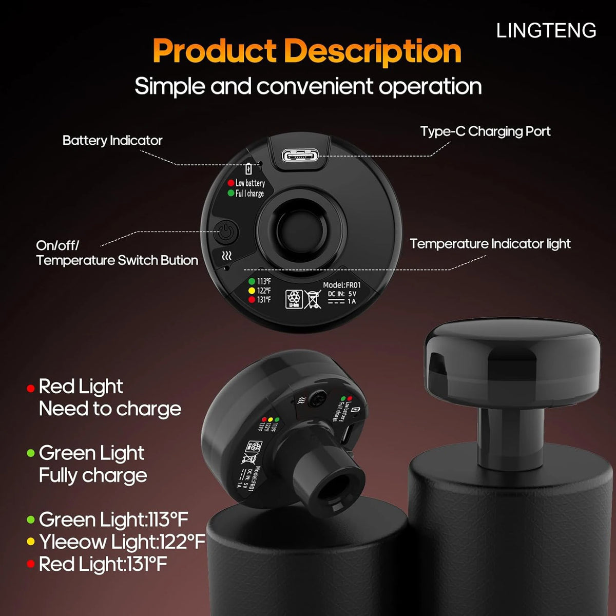 Lingteng Heating Percussion Massage Gun For Deep Tissue Relief