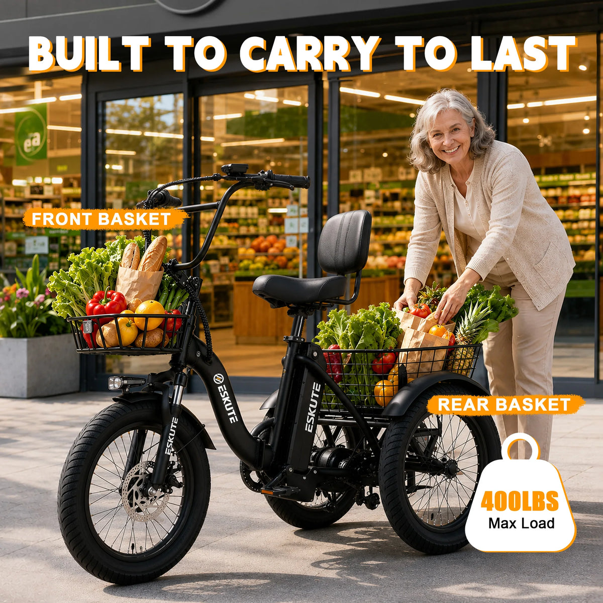 ESKUTE T300P Folding Electric Trike With Removable Battery