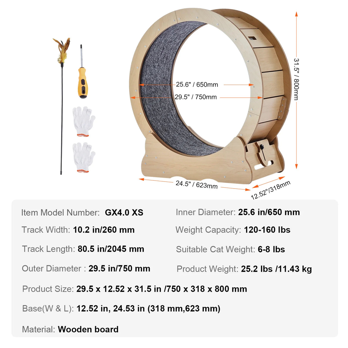 SucceBuy Wooden Cat Exercise Wheel For Indoor Cat Running Fitness