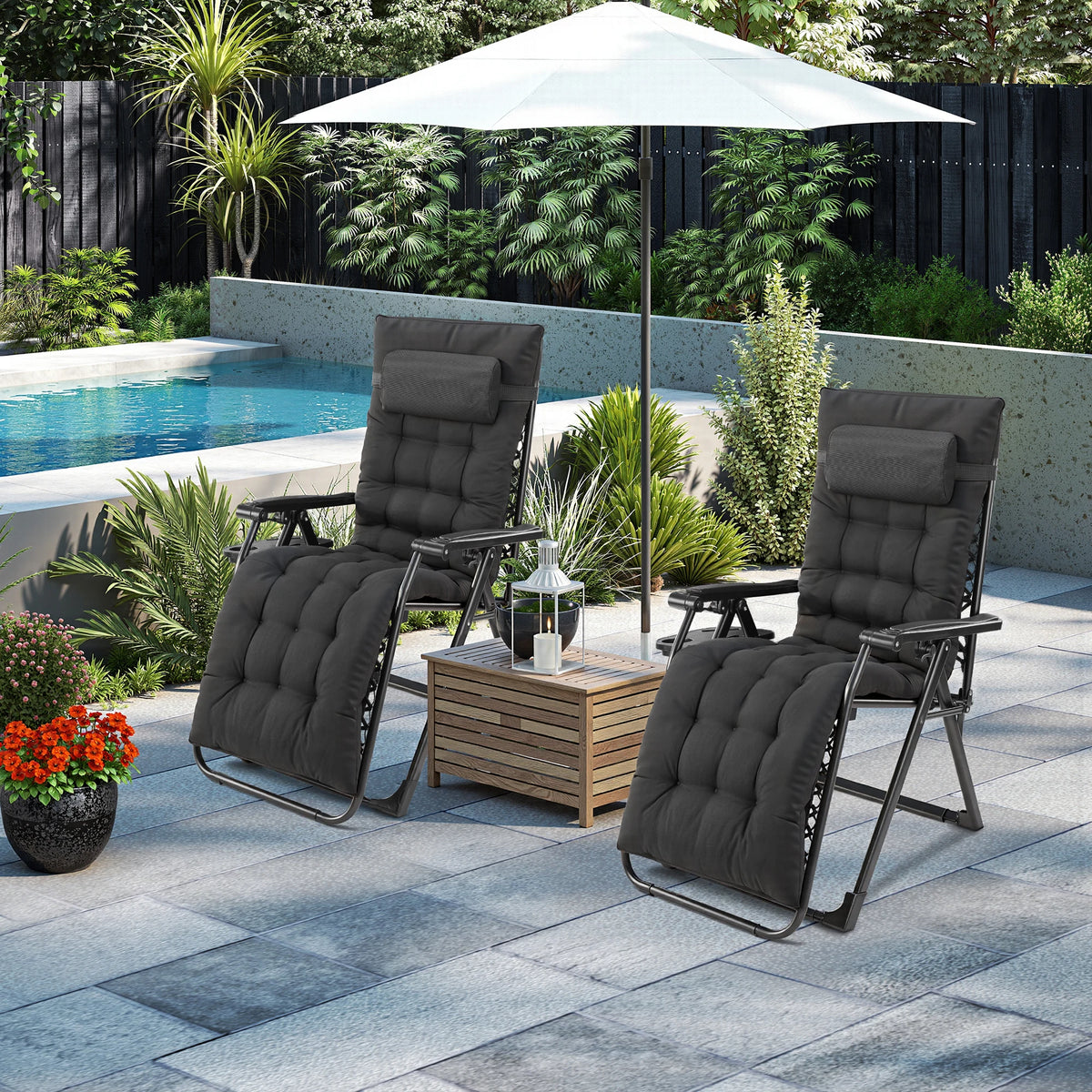 JHK Folding Zero Gravity Recliner Chair With Cup Holders