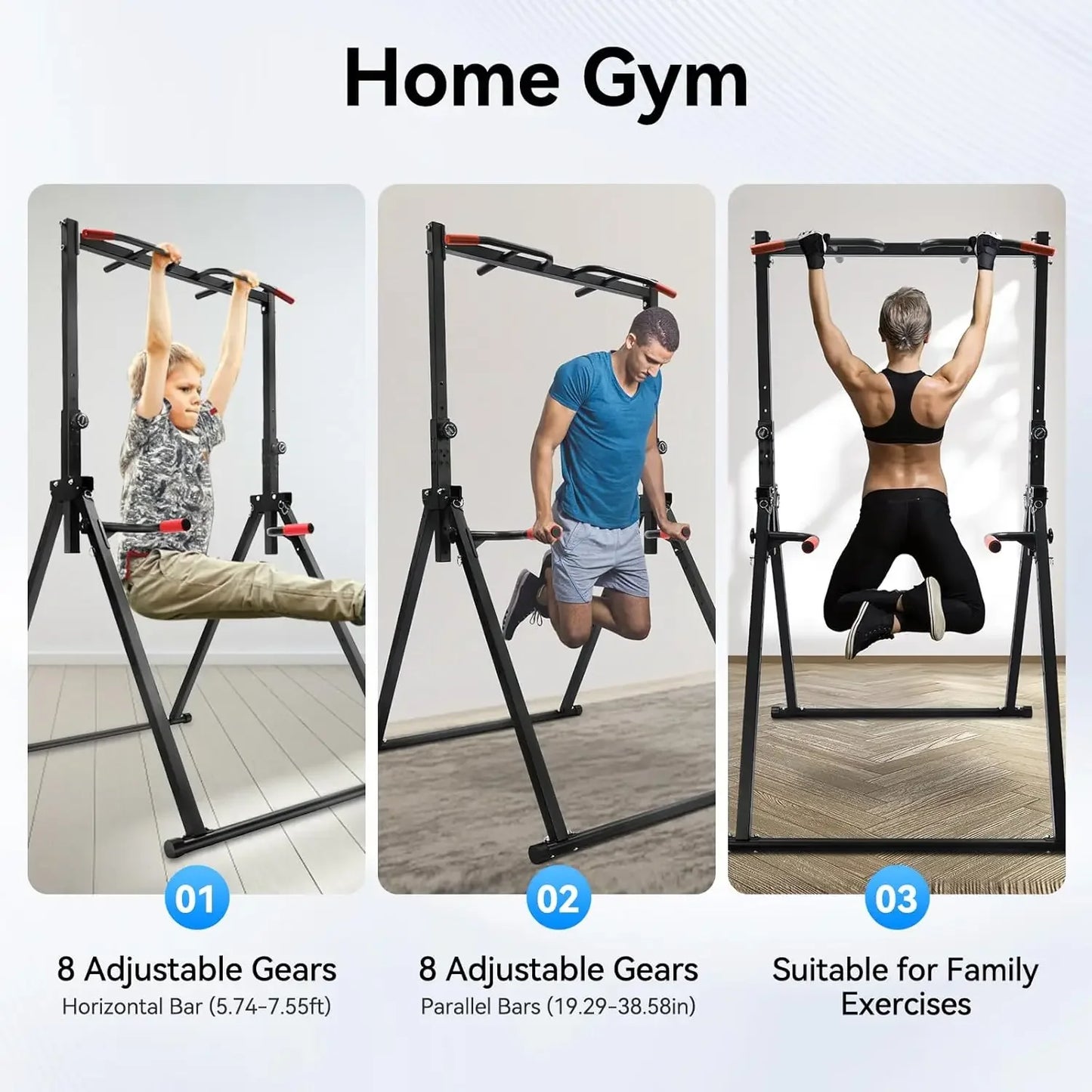 Height Adjustable Free Standing Power Tower With Dip Station