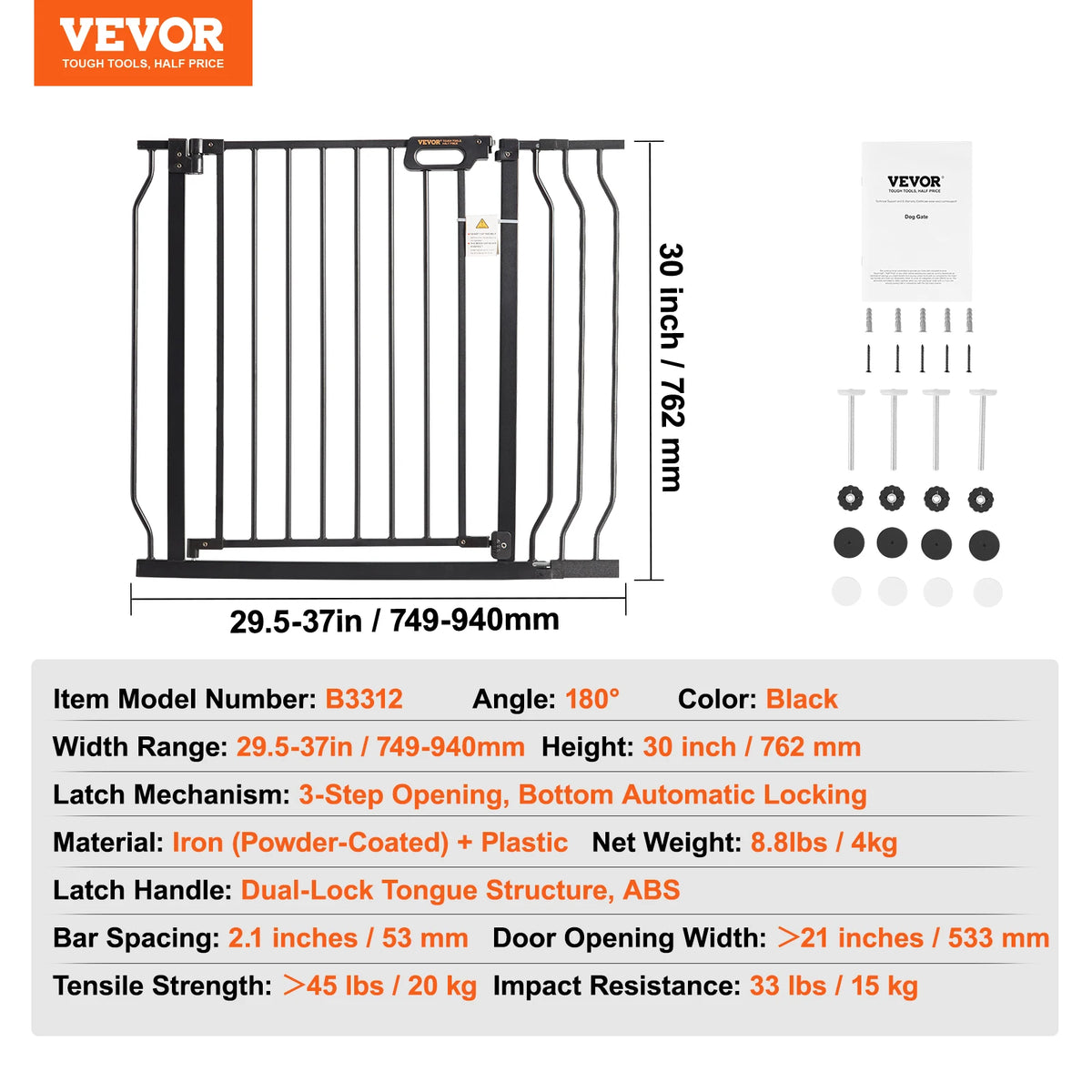 SucceBuy Pressure Mount Baby Pet Safety Gate For Doorways