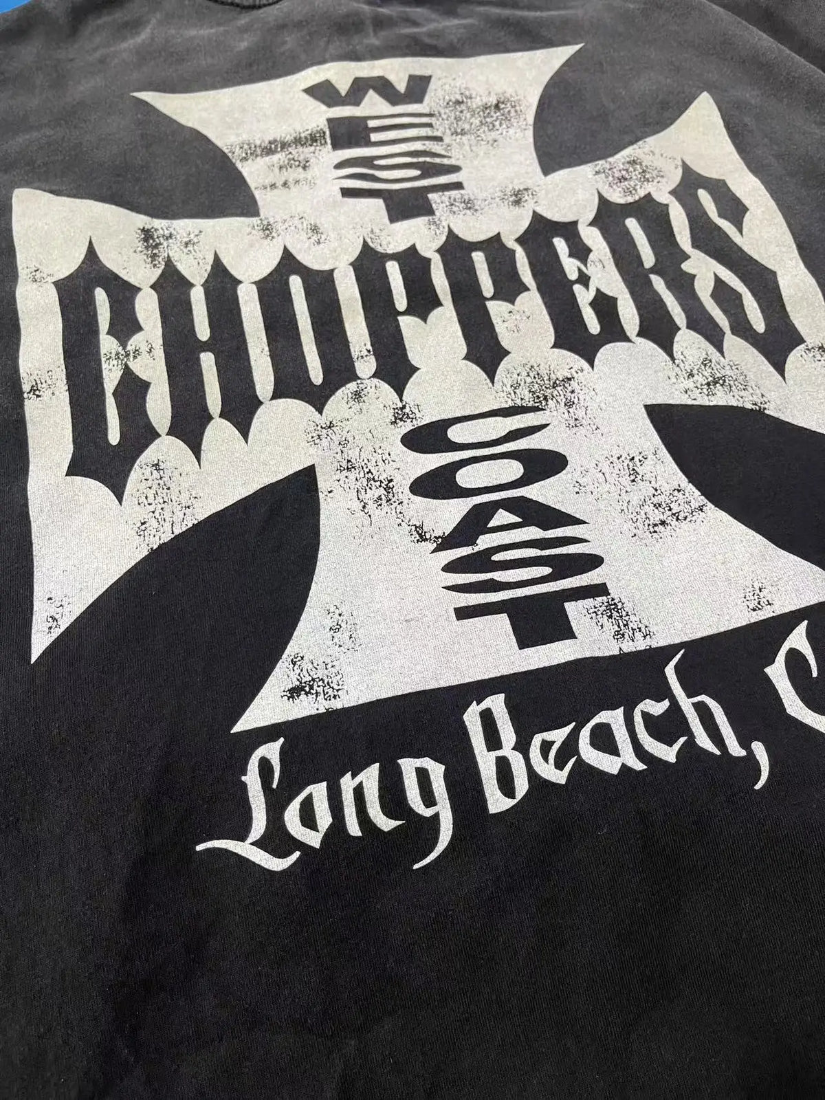 Men West Coast Choppers Cotton Distressed Cross Print Shirt