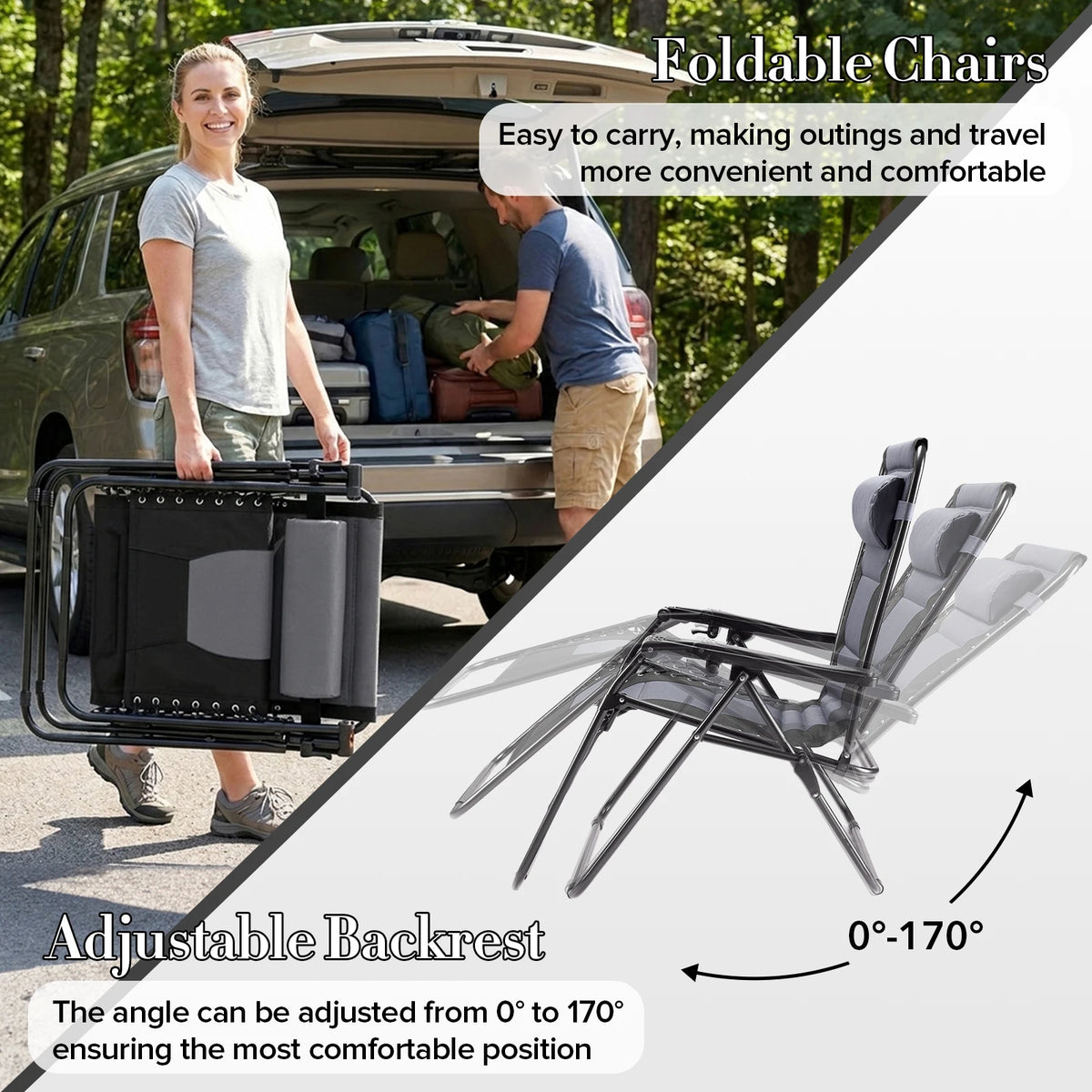 JHK Zero Gravity Foldable Reclining Patio Lounge Chair