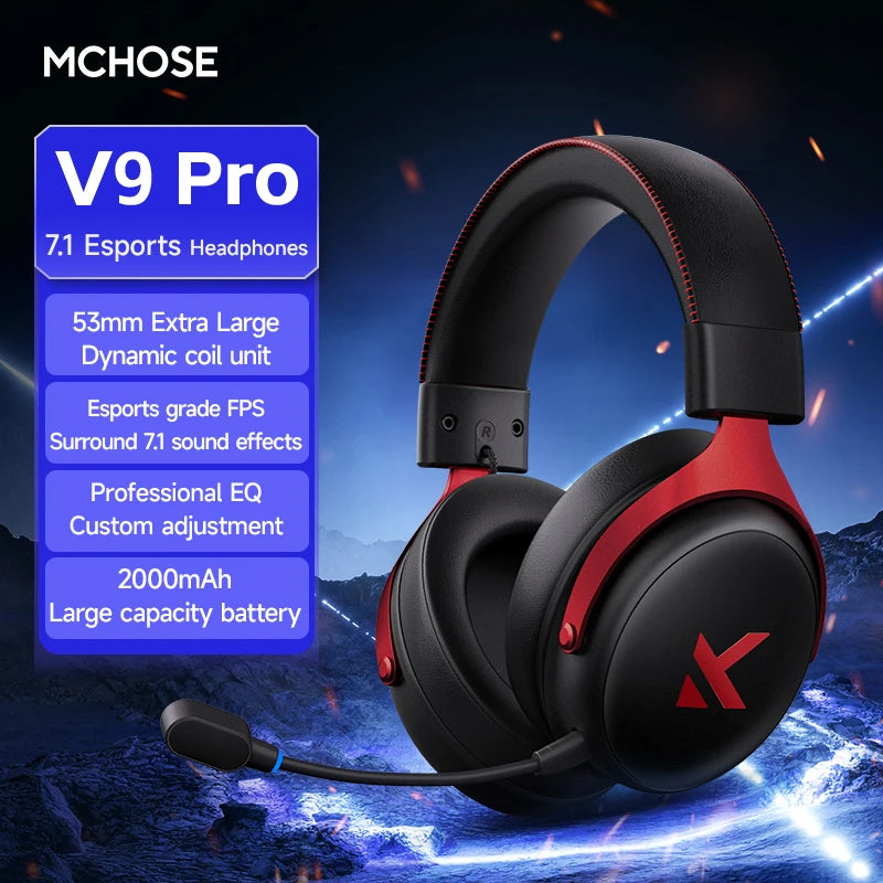 MCHOSE V9 Pro Wireless Gaming Headset With Noise Cancelling Mic