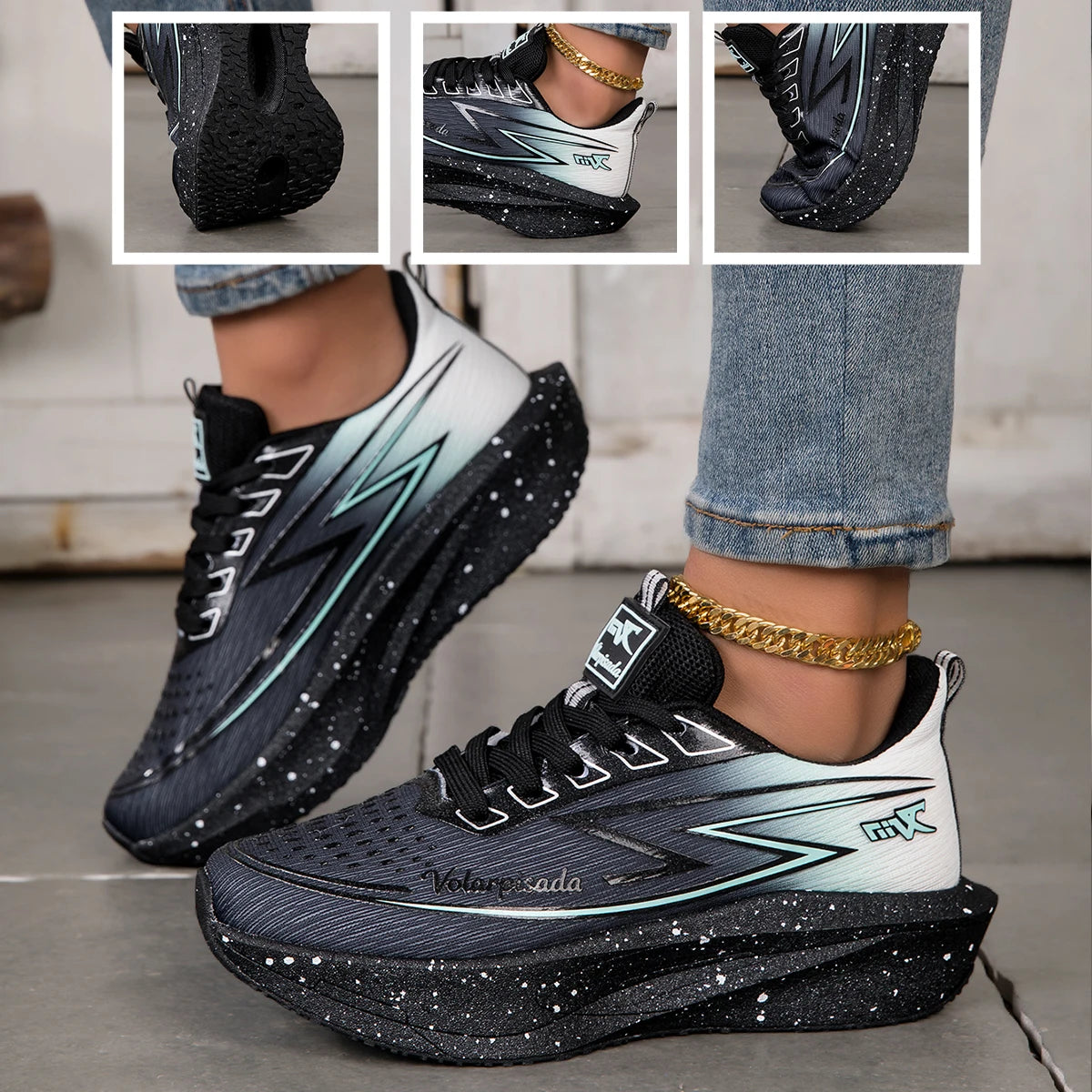 Breathable Mesh Running Sneakers With Cushioned Support And Grip