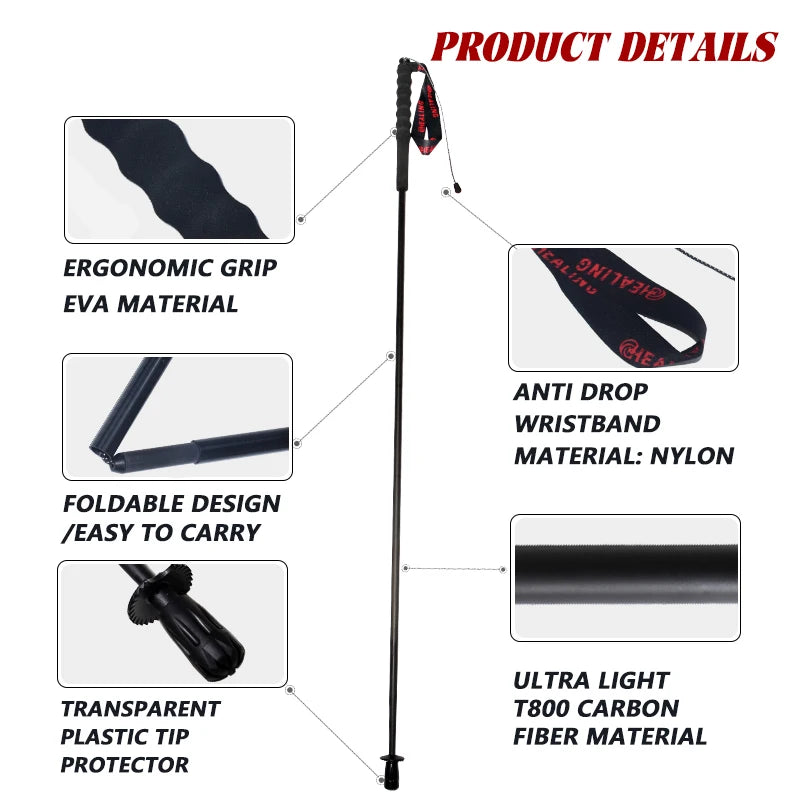 OKHEALING Carbon Fiber Foldable Trekking Poles For Hiking and Travel