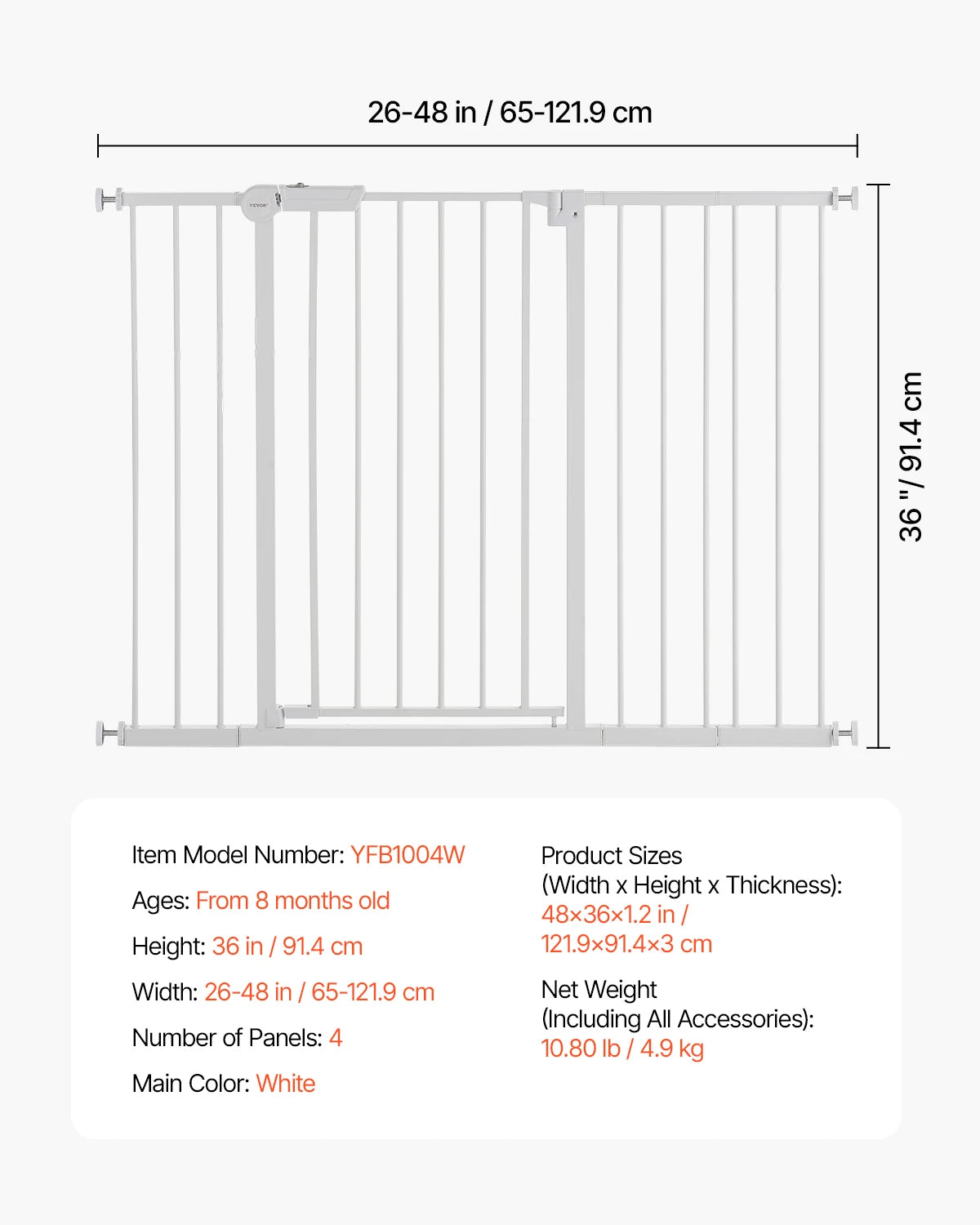 SucceBuy Pressure Mount Baby Pet Safety Gate For Doorways