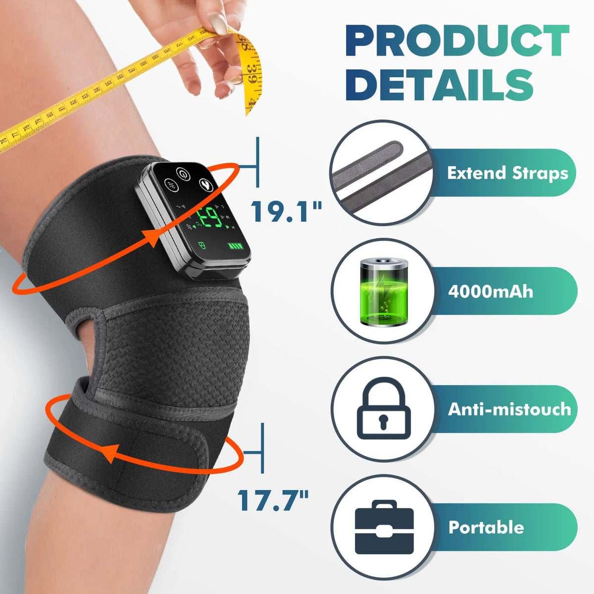 Hailicare Knee Heating Massager Electric Vibration Shoulder Elbow Joint Pads