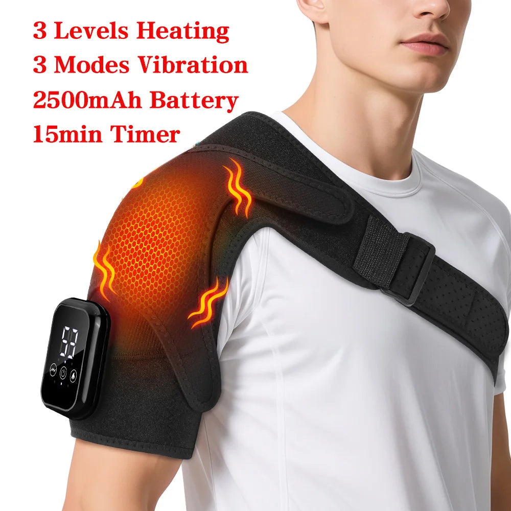Hailicare Adjustable Heated Vibration Shoulder Brace Support