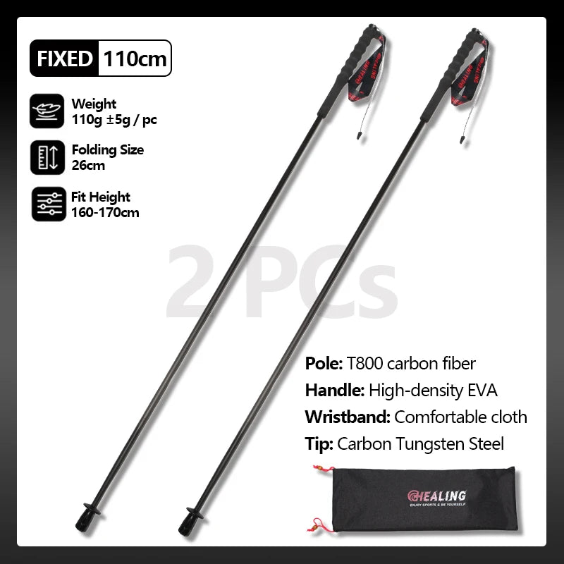OKHEALING Carbon Fiber Foldable Trekking Poles For Hiking and Travel