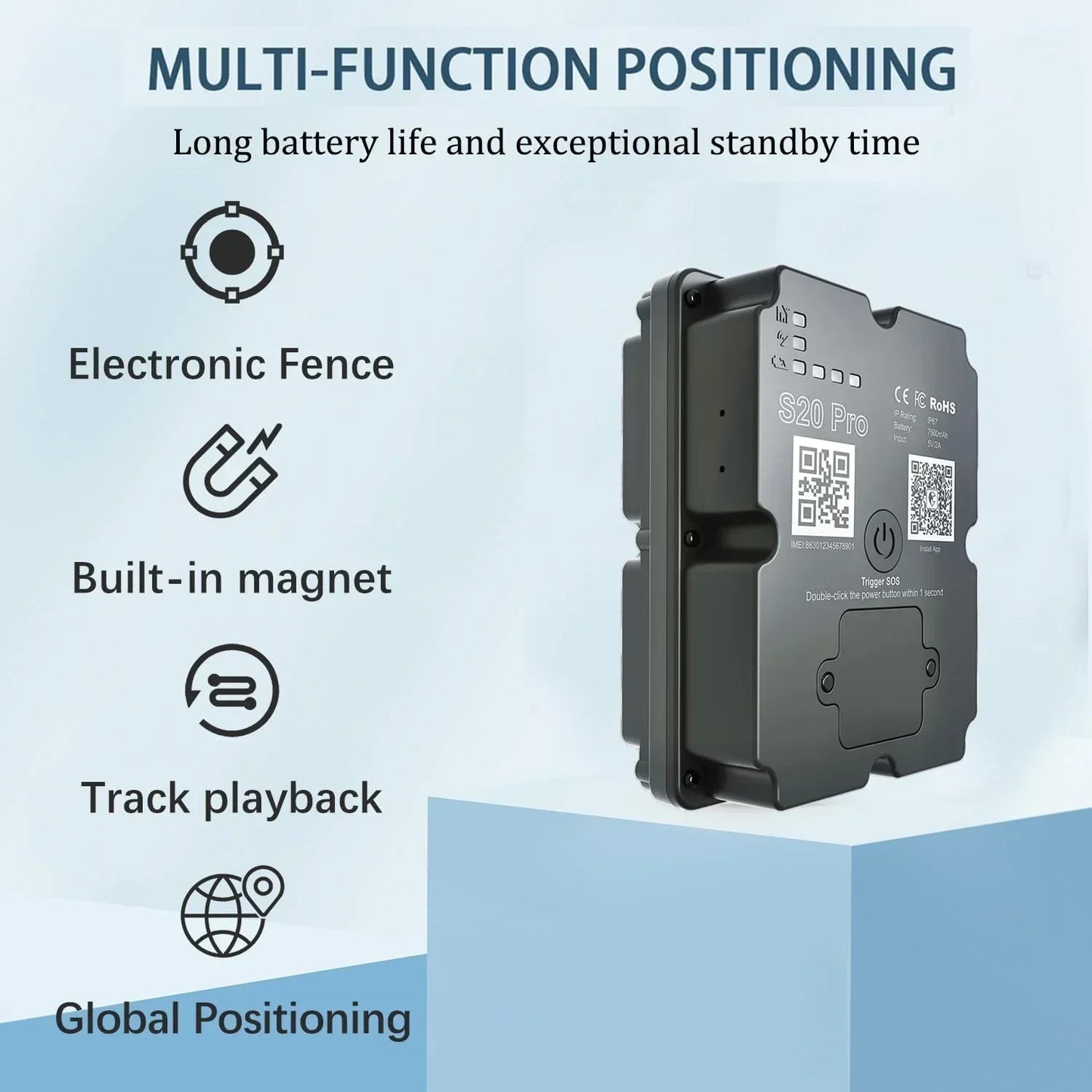 Wanwaytech S20Pro Real Time Magnetic GPS Asset Tracker SOS