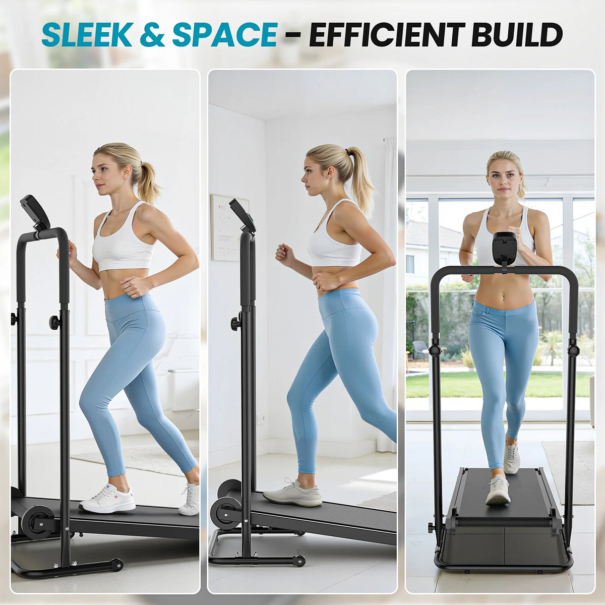 AKLUER Non-Motorized Mechanical Treadmill With Fixed Incline And LCD Monitor