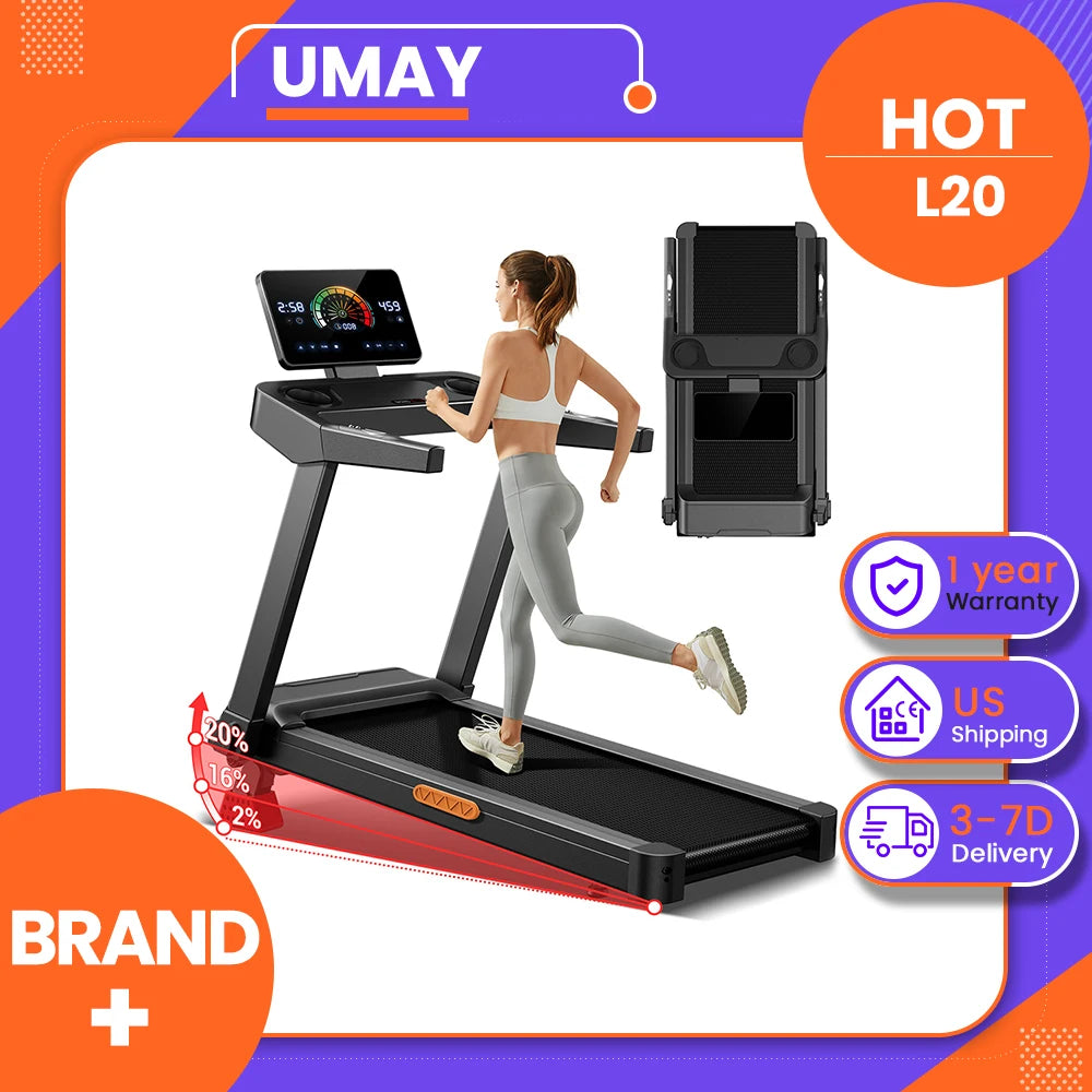 UMAY L20 Folding Treadmill With Manual Incline And Touchscreen Display