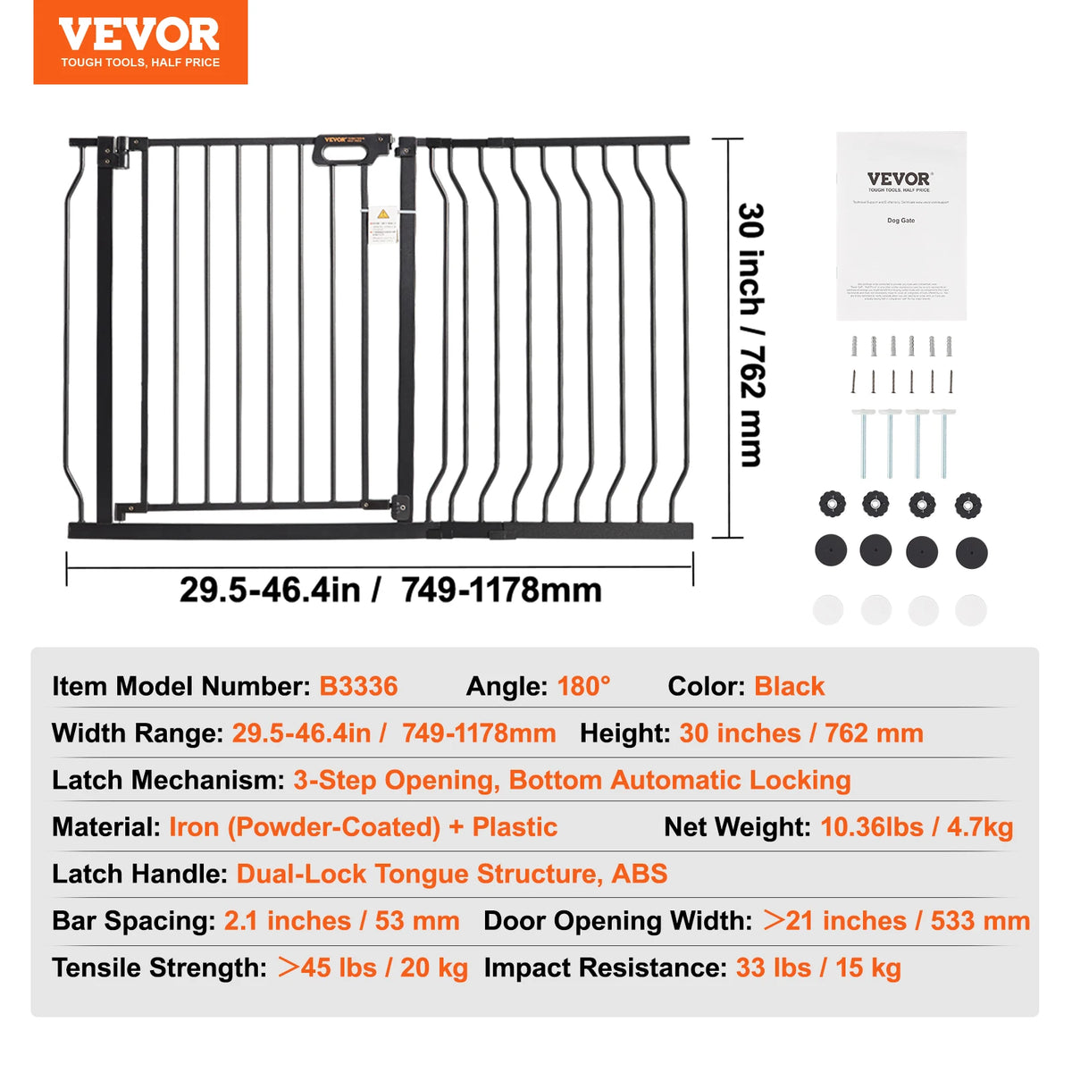 SucceBuy Pressure Mount Baby Pet Safety Gate For Doorways