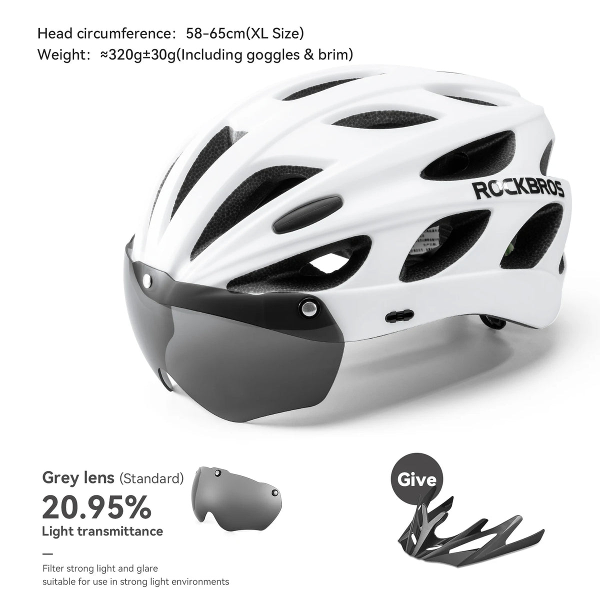 ROCKBROS Cycling Helmet Lightweight Protective Design With Goggles