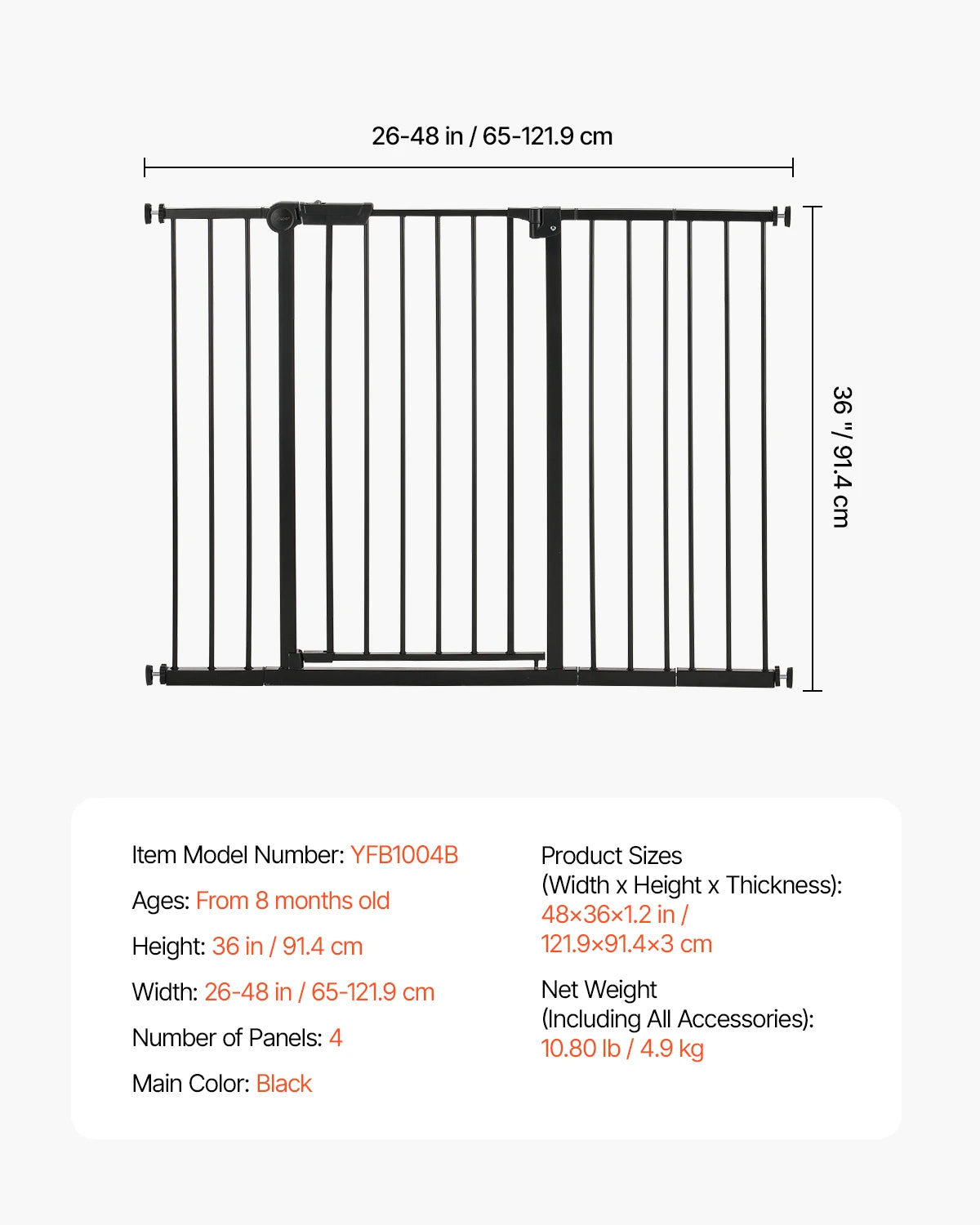 SucceBuy Pressure Mount Baby Pet Safety Gate For Doorways