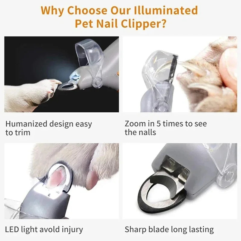 Pet Nail Clippers With LED Light for Cats and Dogs