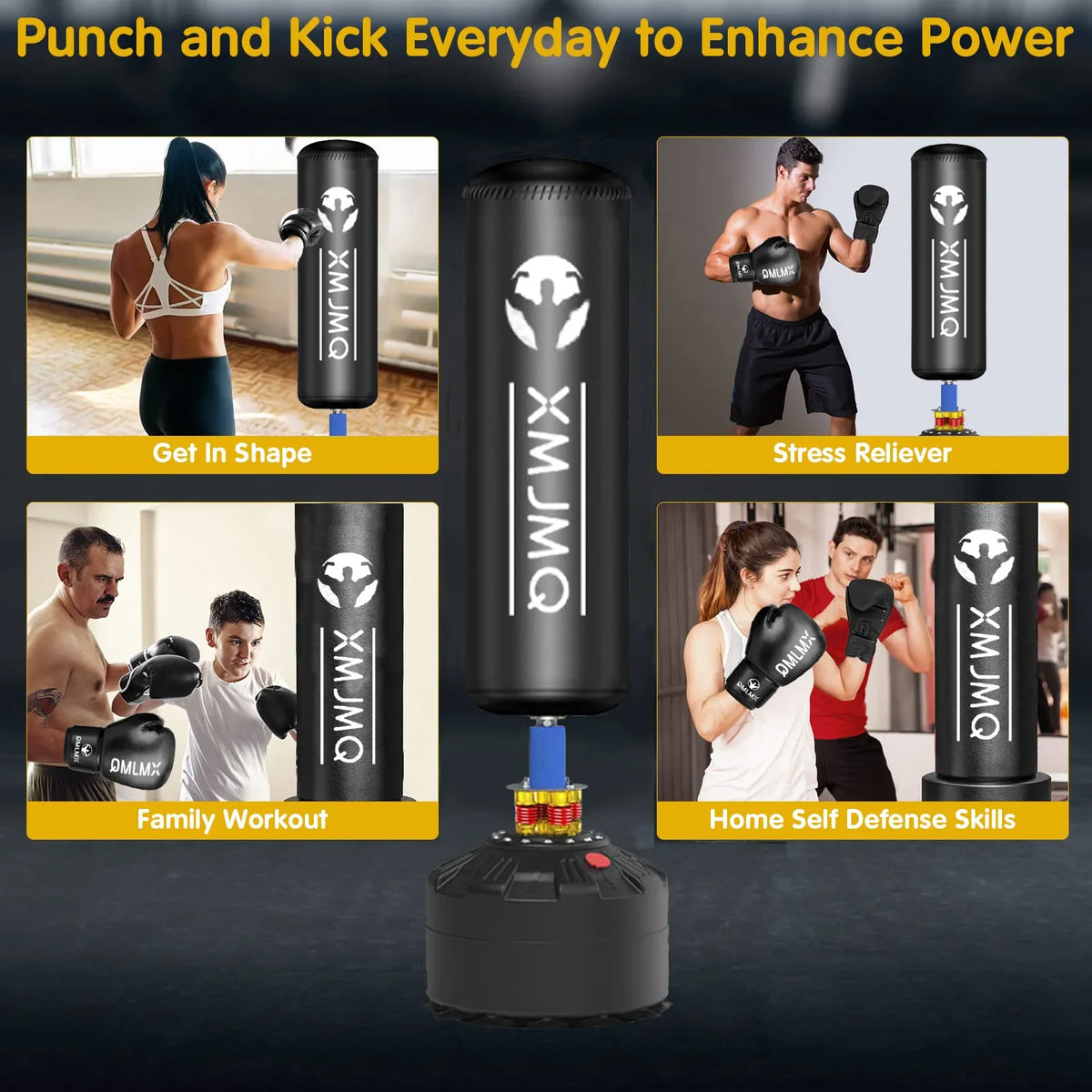 Lekaro Standing Boxing Suction Cup Training Sandbag With Gloves