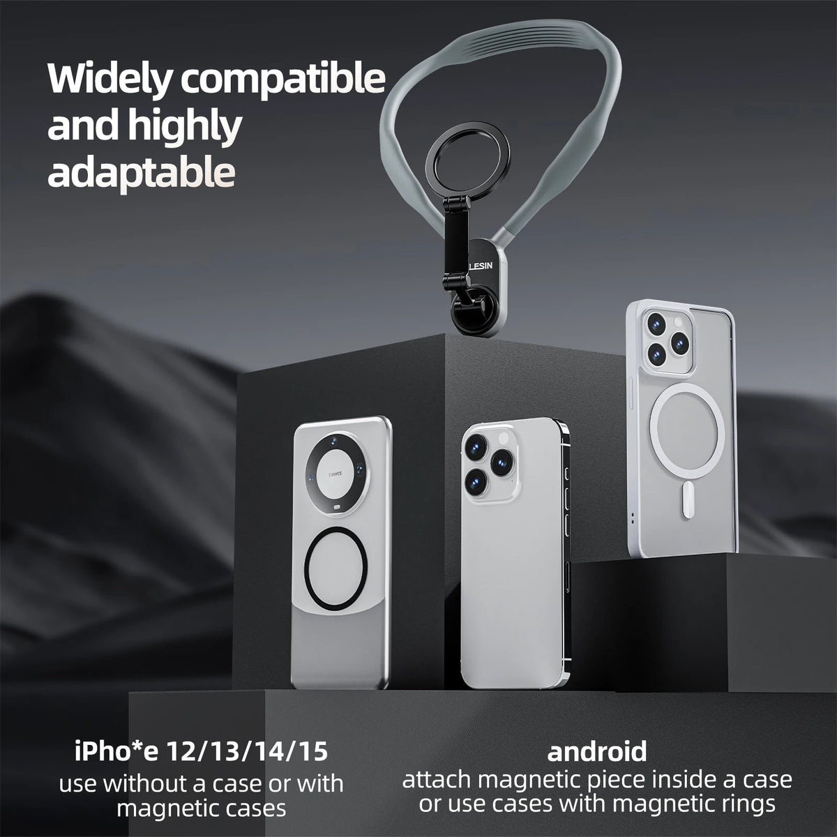 TELESIN Magnetic Neck Mount Phone Holder With Quick Release